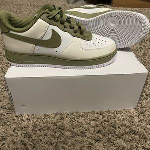 Like New Customized-Cream/White and Green Air Force 1 sneakers
